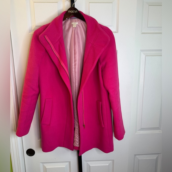 J. Crew Vibrant Pink Pea Coat, size 6 - Picture 4 of 6